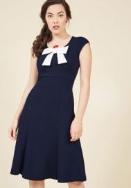 Be There With Bows On A-Line Dress in Navy x at ModCloth